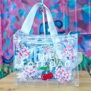 The Clear Tote Bag ‘CHERRY SPECIAL’ | Handmade with Custom Embroidery 10” x 8”